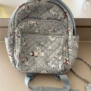 Retired Vera Bradley Quilted Backpack with Beary Merry Polar Bear Print